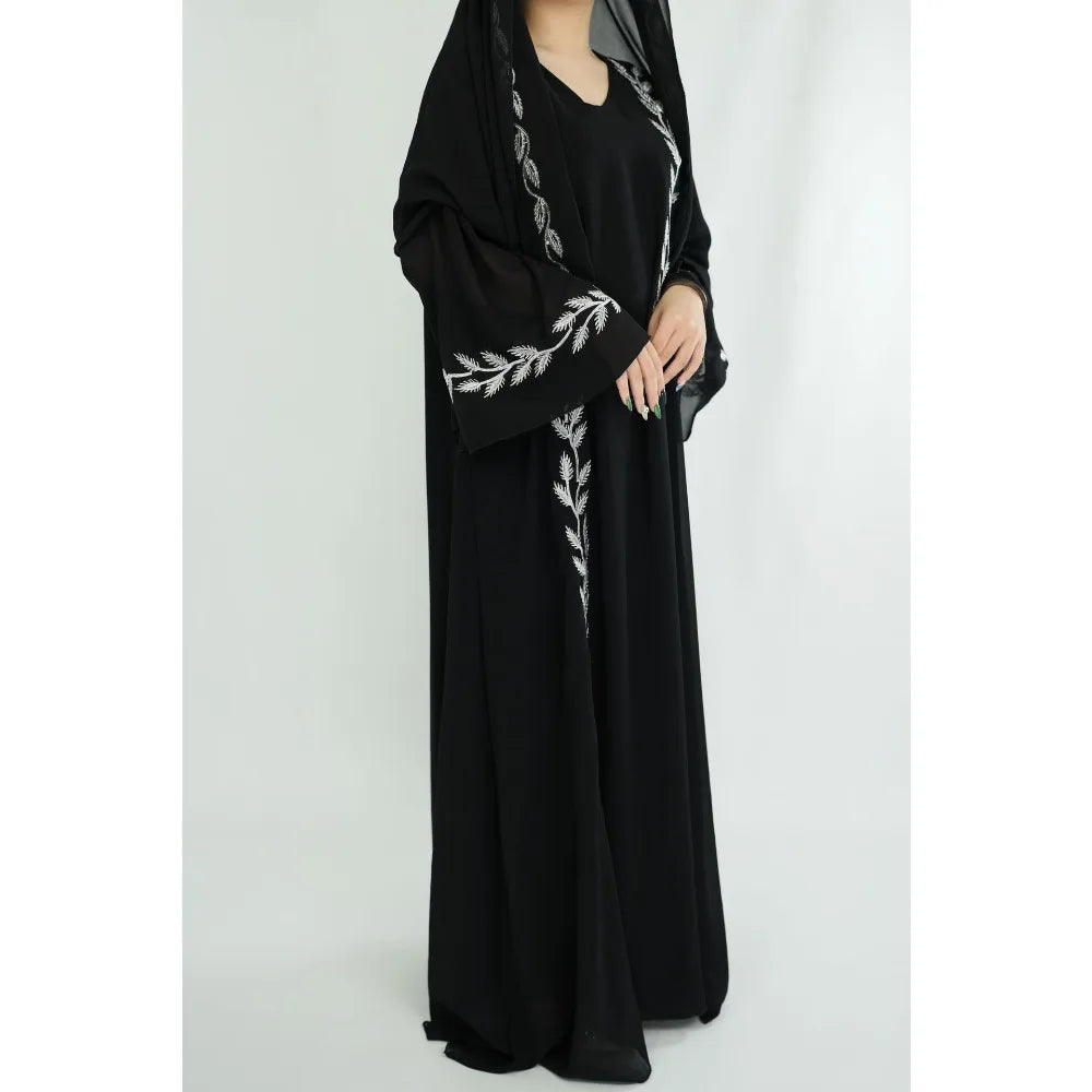 Eid Muslim Abaya for Women Embroidery Dress with Scarf 2 Piece Set Dubai Arab Long Robe Morocco Abayas Kaftan Headscarf Gorgeous