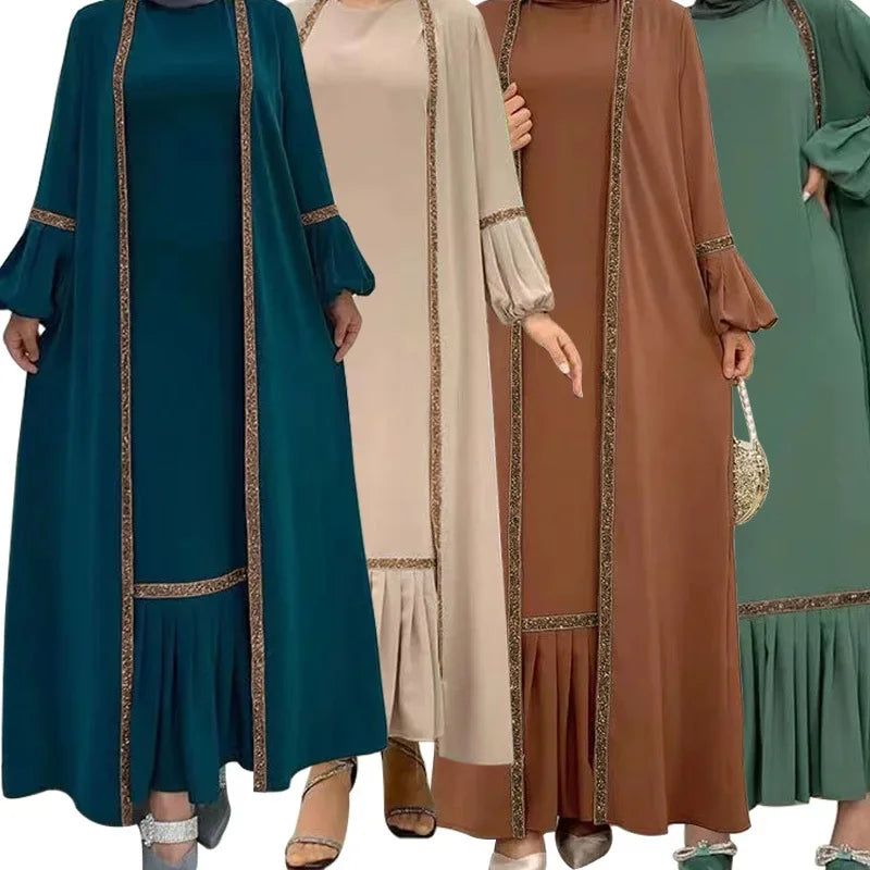 Eid Abaya Dubai Modest Turkey Muslim Long Dress for Women Arabic Sequin Islamic Dresses Evening Party Gown Moroccan Kaftan Robe