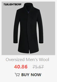 Winter Men's Jacket Oversized Wool Overcoat Solid Warm Pea Coats Thicken Casual Woolen Coat Men Clothing Parka A3F1303