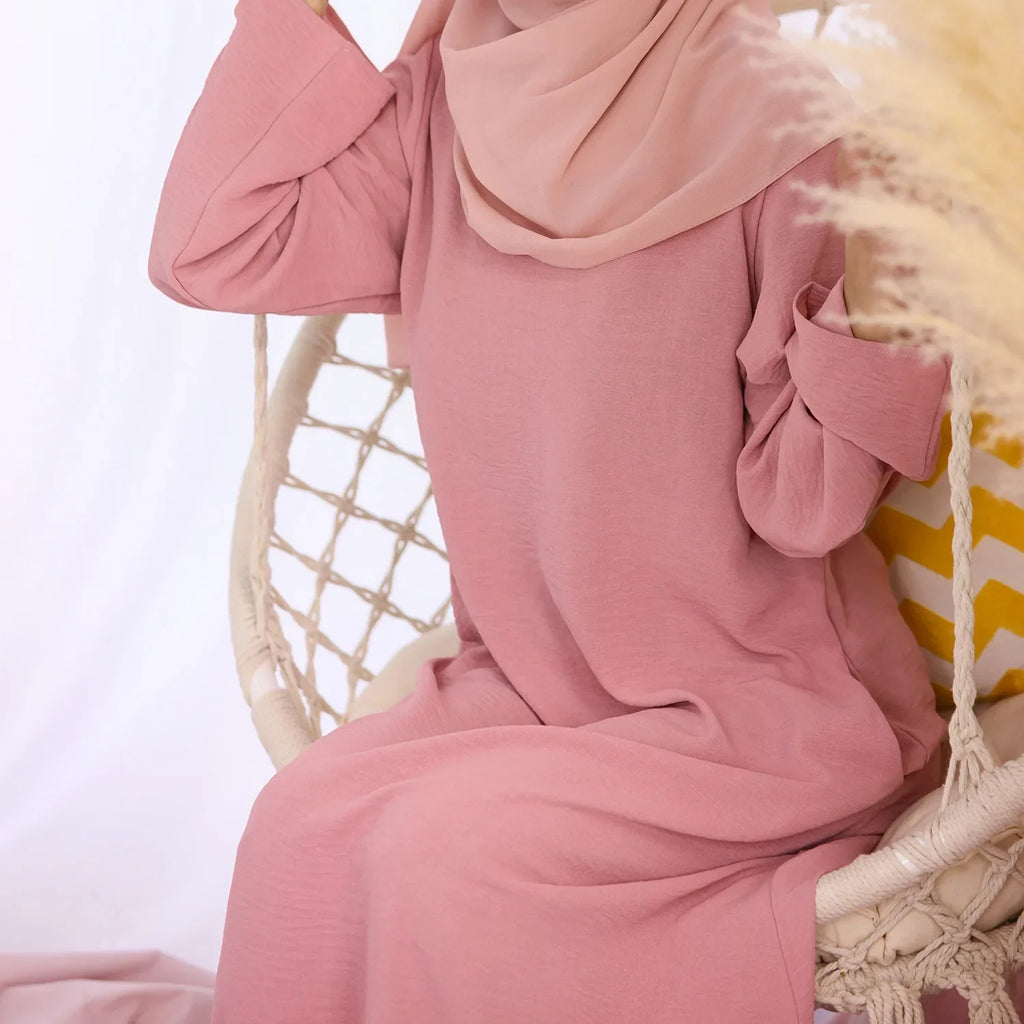 Plain Crepe Abaya for Women Long Muslim Dresses Dubai Turkey Ramadan Eid Islamic Modest Under Abayas Dress Kaftan Robe No Hijab