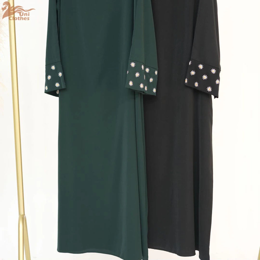 2025 Daisy Embroidery Muslim Modest Dress for Women Eid Saudi Arabia Dubai Abaya Luxury Islam Turkey Holiday Party Jalabiya Robe