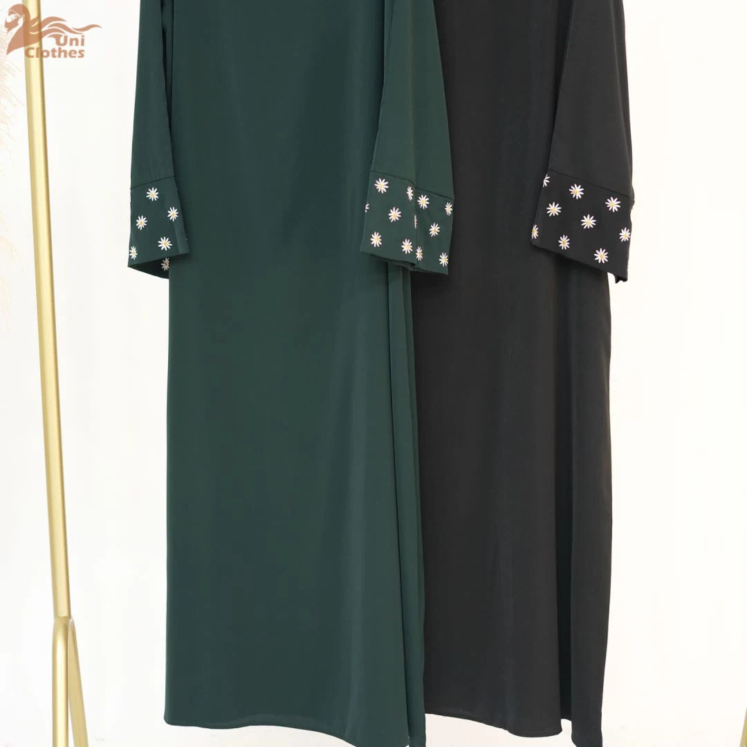 2025 Daisy Embroidery Muslim Modest Dress for Women Eid Saudi Arabia Dubai Abaya Luxury Islam Turkey Holiday Party Jalabiya Robe