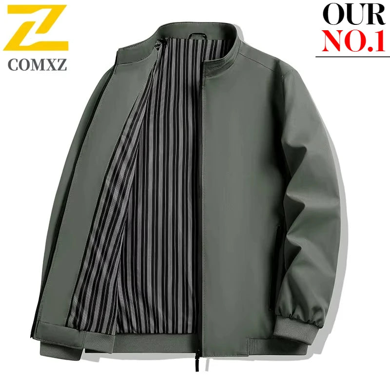 New Autumn Jacket Men's Fashion Brand Loose Stand Up Collar Windproof Baseball Suit Coat Male Business Casual Solid Color Jacket