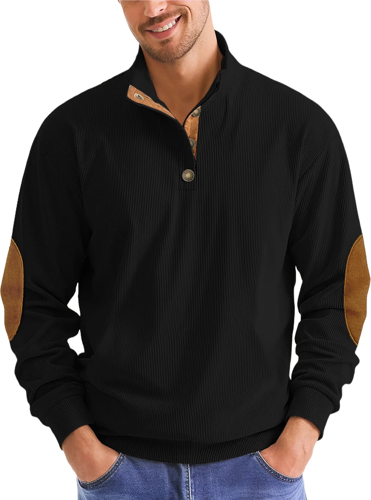 Men's outdoor casual, warm and fashionable sportswear, casual stand-up collar pullover, street top, autumn and winter outfits