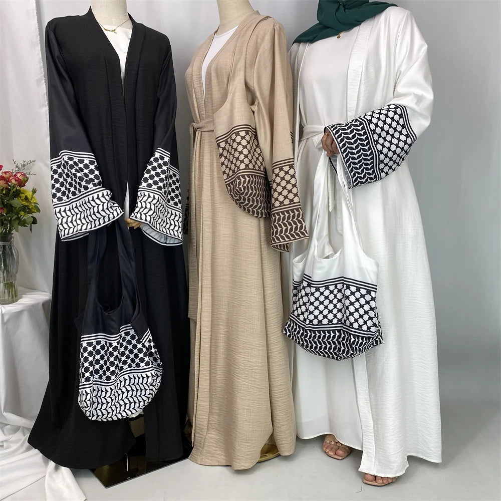 Dubai Elegant Kaftan Modest Dress Abayas Muslim Open Abaya And Bag Women Islam Caftan Marocain Robe Arabe Femme Musulmane