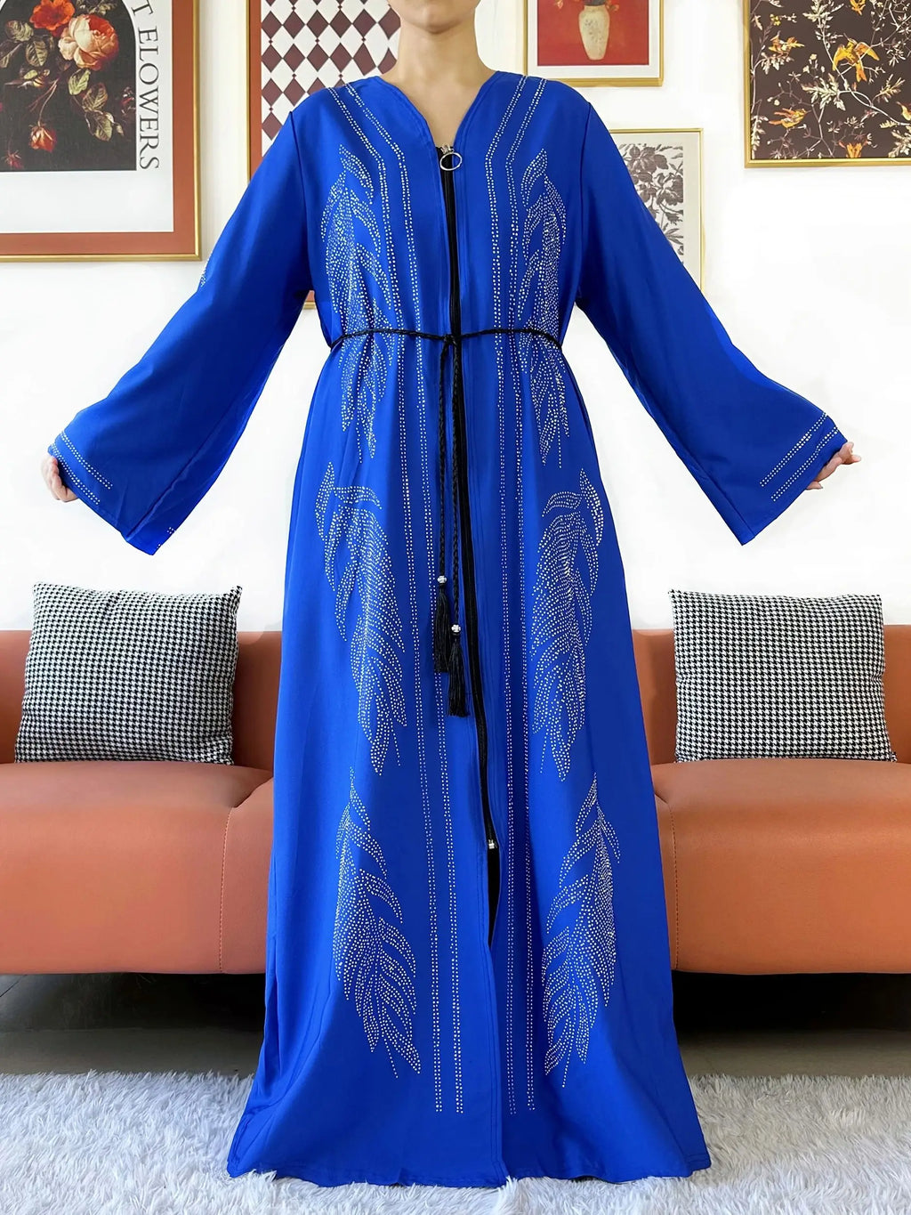 New Middle East Africa Elegant Women Cardigan Chiffon Loose Open Zippier Abaya Muslim Islamic Clothing Cardigan Style Loose Size