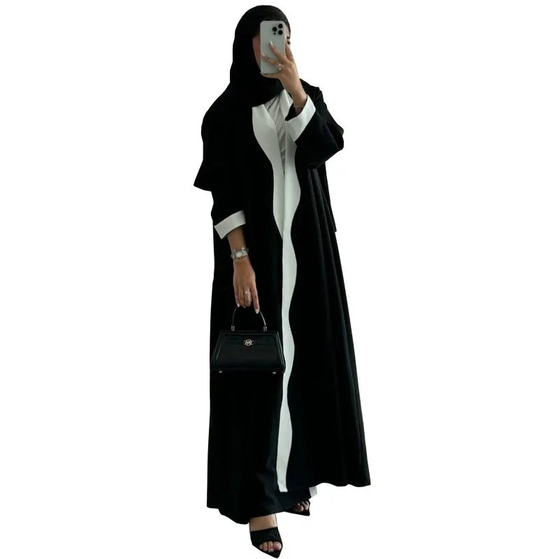 2025 Arabic Women Modest Muslim Cardigan Elegant Dubai Black Abaya Dress Islam Middle East Party Outfits New Turkey Kaftan Robe