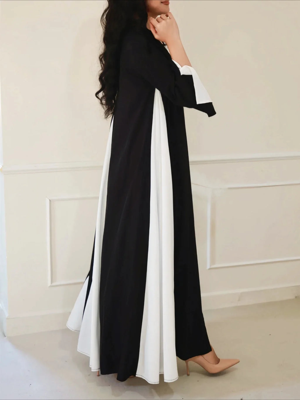 Turkey Abaya Muslim Open Front Black Abayas Elegant Long Sleeve Middle-East Islamic Arabian Kaftans Women Jilbabs Maxi Dresses