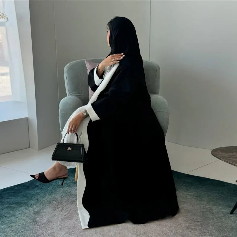 2025 Arabic Women Modest Muslim Cardigan Elegant Dubai Black Abaya Dress Islam Middle East Party Outfits New Turkey Kaftan Robe