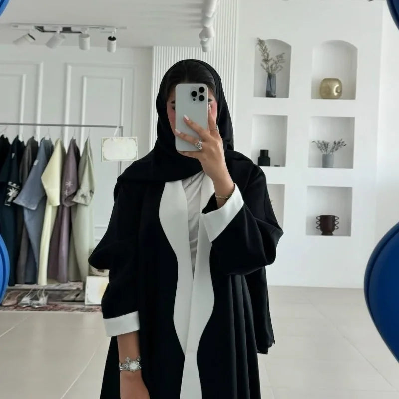 2025 Arabic Women Modest Muslim Cardigan Elegant Dubai Black Abaya Dress Islam Middle East Party Outfits New Turkey Kaftan Robe