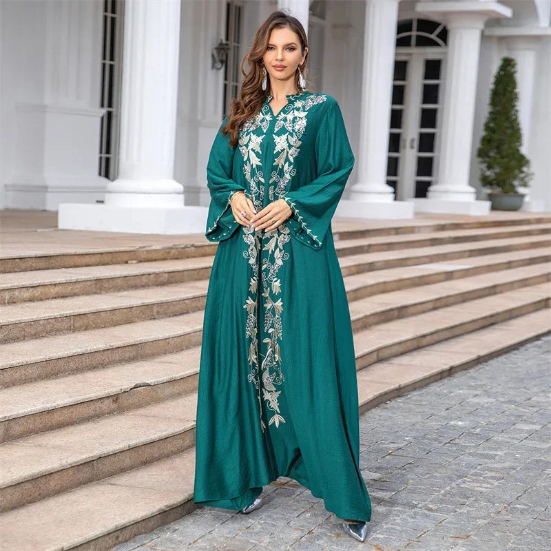Abaya Dubai Turkey Maxi Islamic Embroidery Robe Ramadan Eid Muslim Party Dresses for Women Arab Caftan Morocco Femme Musulman