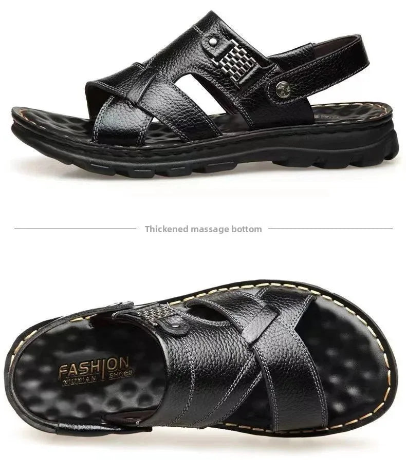 2025 Summer Men’s Sandals Outdoor Waterproof Non-Slip Soft Sole Dual-Use Beach Slippers Driving Shoes