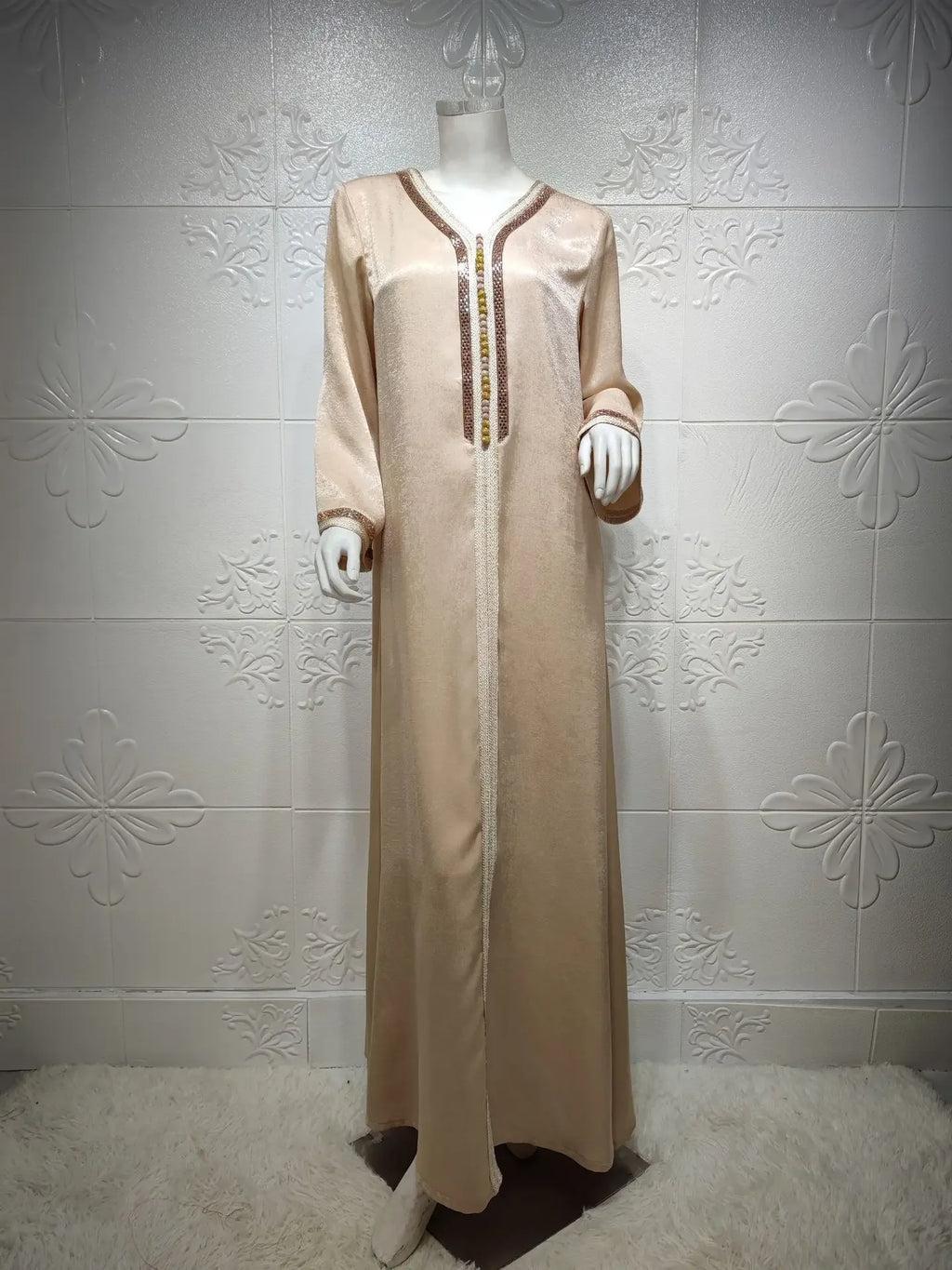 Eid Satin Abaya Dubai Jalabiya Muslim Dress Turkey Islam Robe Longue Djelaba Femme Musulman Dresses for Women Kaftan Marocain