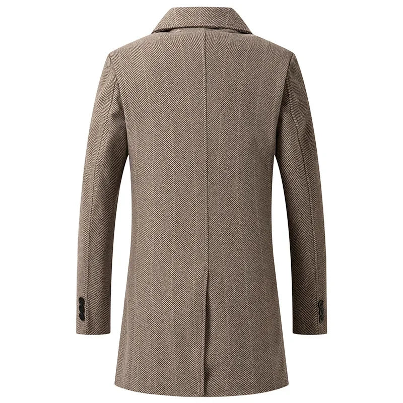 New Winter Men Double Breasted Business Casual Woolen Coats Cashmere Warm Trench Coats Long Jackets High Quality Male Overcoats