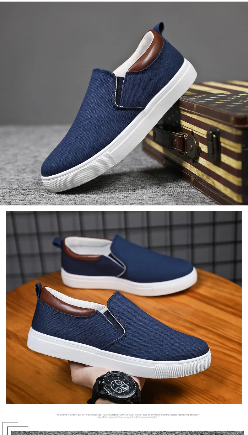 Men Canvas Shoe Casual Sneaker for Men Light Slip-on Vulcanized Comfortable Male Flats Loafers New Black Trainers Zapatos Hombre