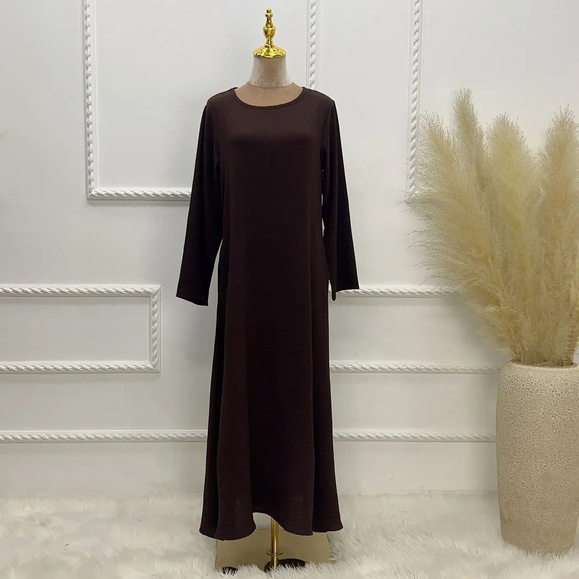 Plain Crepe Abaya for Women Long Muslim Dresses Dubai Turkey Ramadan Eid Islamic Modest Under Abayas Dress Kaftan Robe No Hijab