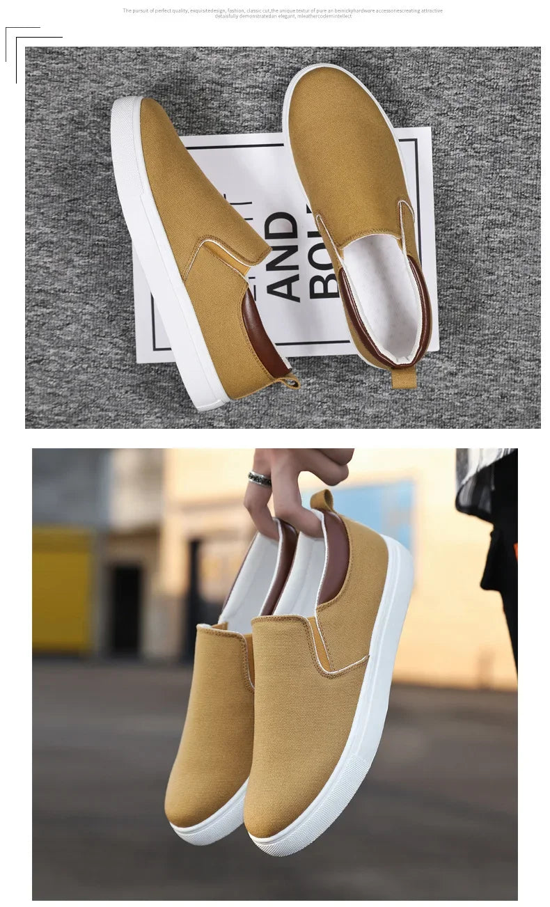 Men Canvas Shoe Casual Sneaker for Men Light Slip-on Vulcanized Comfortable Male Flats Loafers New Black Trainers Zapatos Hombre