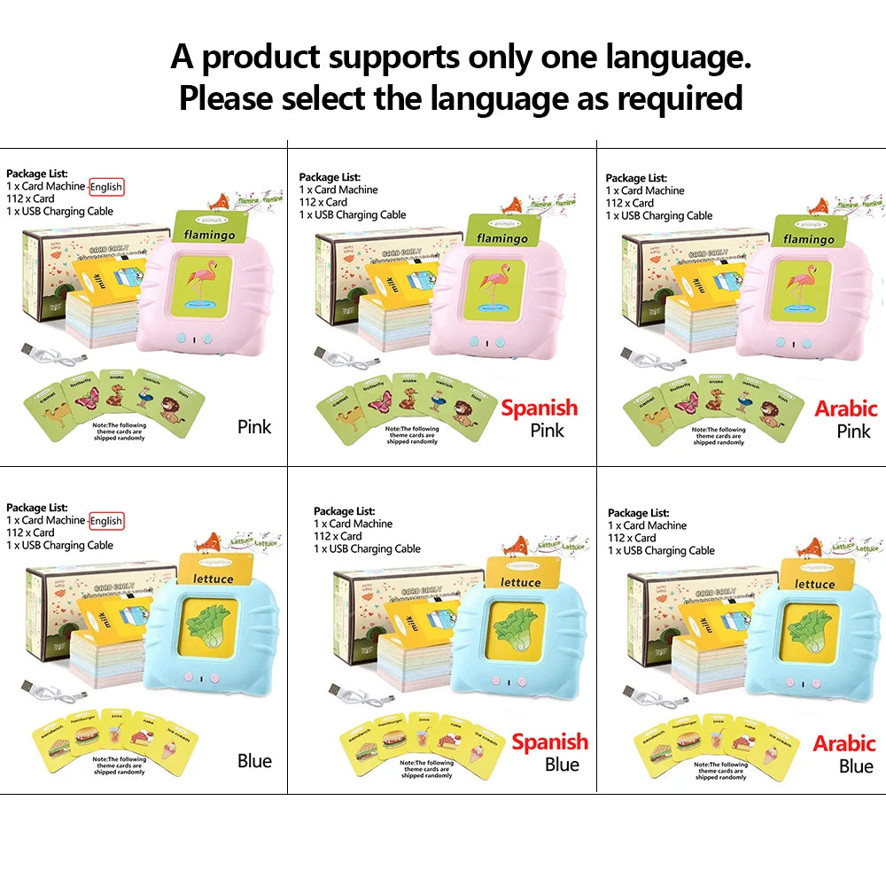 Early Education Flash Card Learning Toys Talking Flashcards for Kids Preschool English Electronic Audio Book Machine Gift