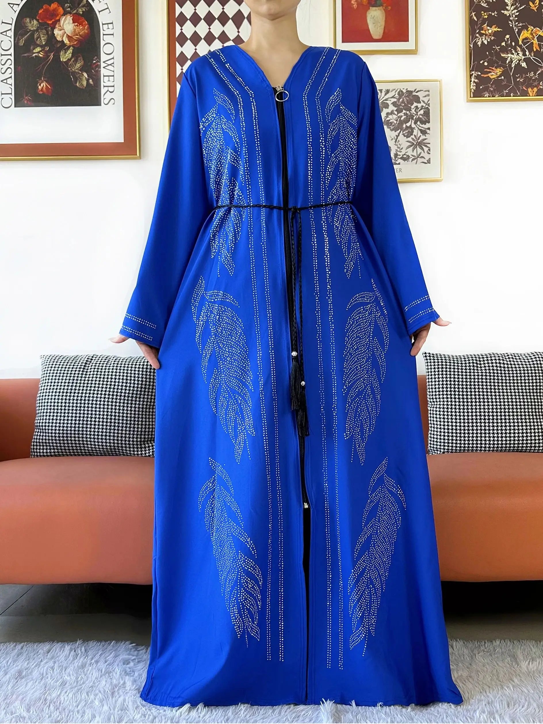 New Middle East Africa Elegant Women Cardigan Chiffon Loose Open Zippier Abaya Muslim Islamic Clothing Cardigan Style Loose Size