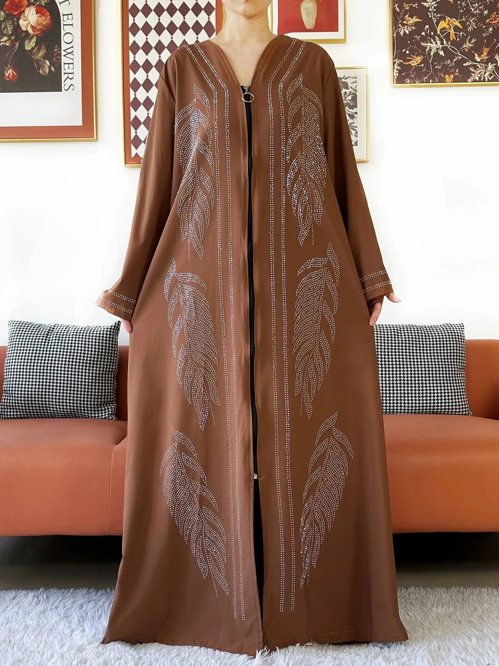 New Middle East Africa Elegant Women Cardigan Chiffon Loose Open Zippier Abaya Muslim Islamic Clothing Cardigan Style Loose Size