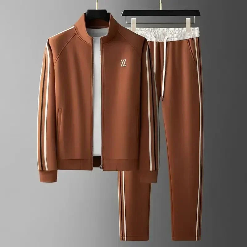 Men's autumn new style stand up collar casual sports suit, trendy and fashionable sports suit, loose long sleeved suit