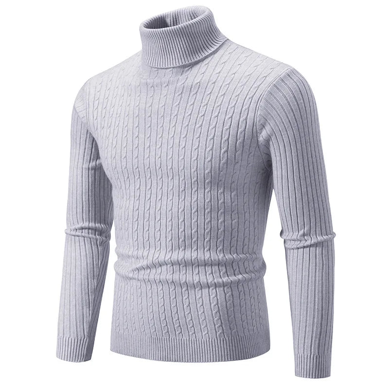 2024 Autumn Men's Sweaters High Neck Pullover Outdoor Work Knitted Warm Casual Turtleneck Sweatwear Woolen Mens Winter Tops