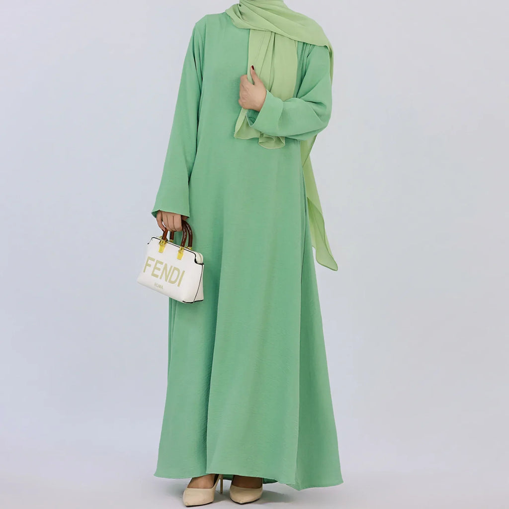 Plain Crepe Abaya for Women Long Muslim Dresses Dubai Turkey Ramadan Eid Islamic Modest Under Abayas Dress Kaftan Robe No Hijab