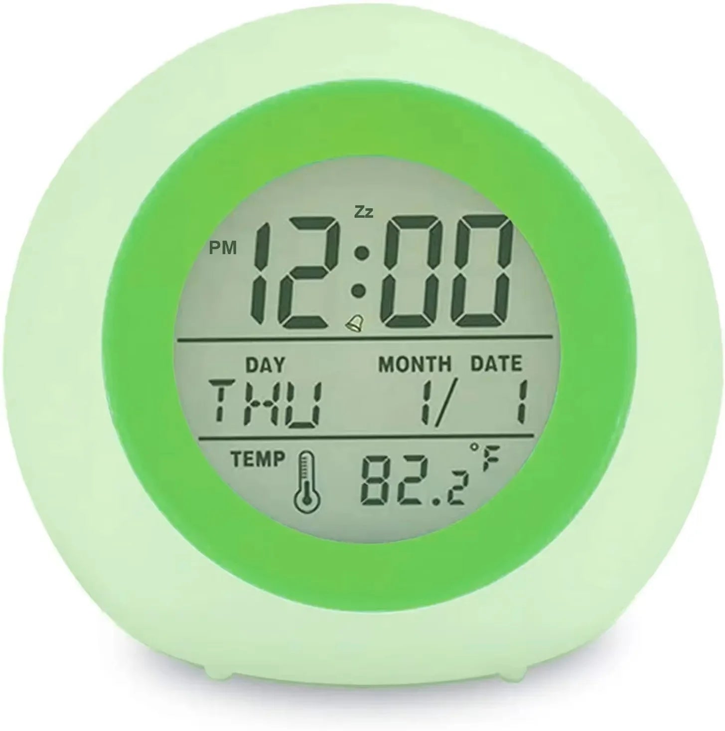 Kids Digital Alarm Clock 7 Color Night Light Snooze Temperature Detect Children Sleep Bedside Cute Wake Up Timer Alarm Clock