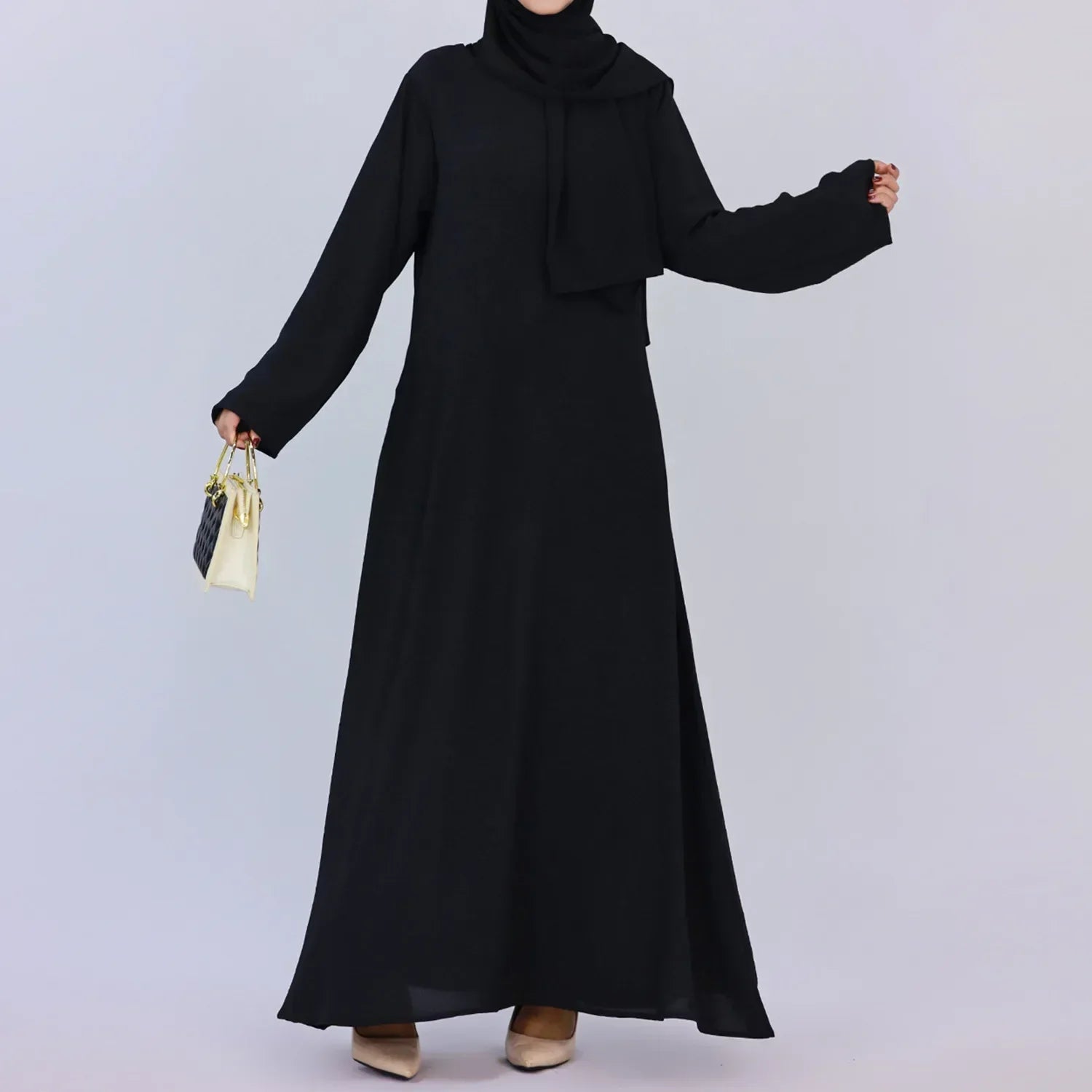 Plain Crepe Abaya for Women Long Muslim Dresses Dubai Turkey Ramadan Eid Islamic Modest Under Abayas Dress Kaftan Robe No Hijab