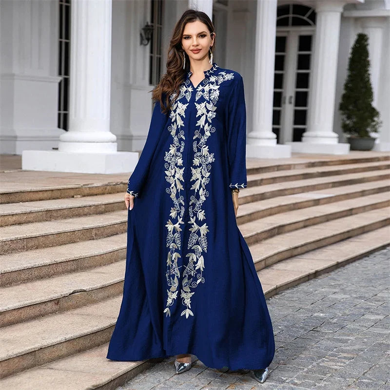 Abaya Dubai Turkey Maxi Islamic Embroidery Robe Ramadan Eid Muslim Party Dresses for Women Arab Caftan Morocco Femme Musulman