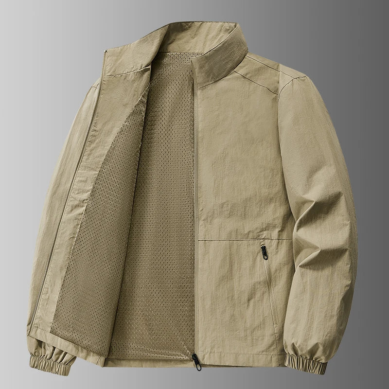 Autumn Breathable New Men's Jackets Outdoor Sports Loose Korean Casual Coat Man Stand Up Collar Classic Solid Color Windbreaker