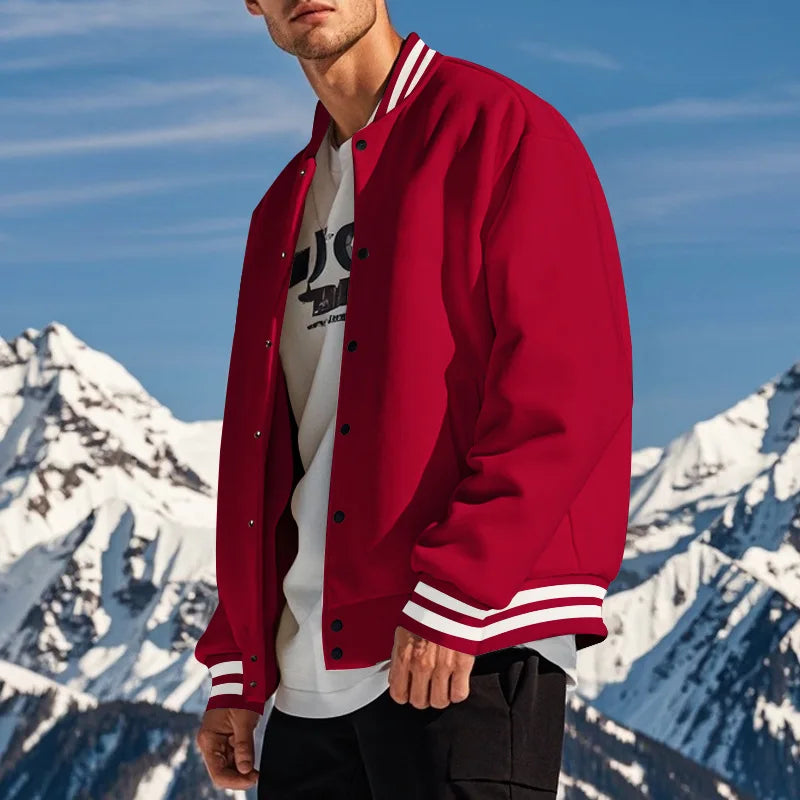 Autumn and Winter American Style  Men's Jackets 2024 New Casual Sports Loose Stand Collar Button Sports Cardigan Jacket For Men