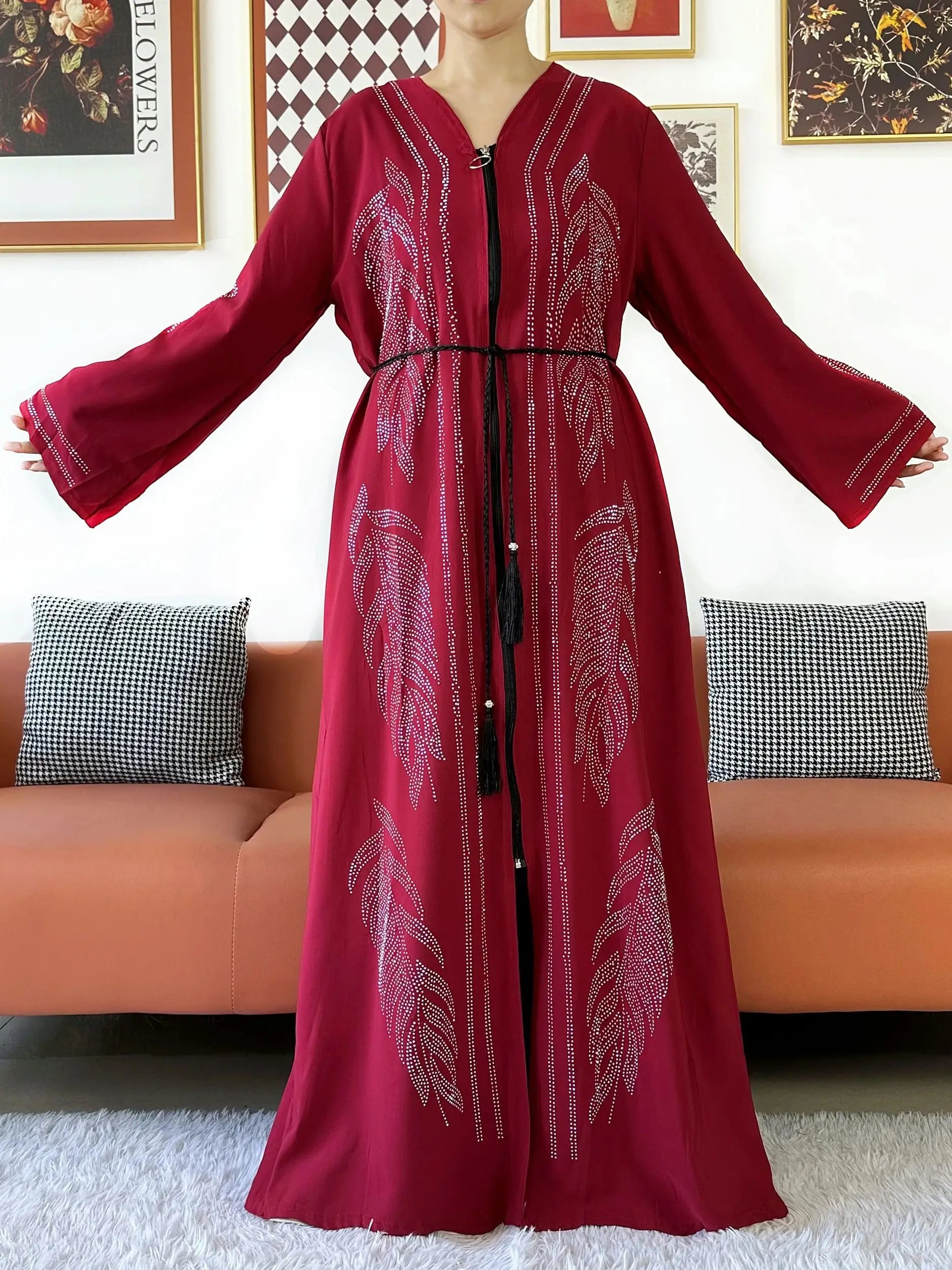 New Middle East Africa Elegant Women Cardigan Chiffon Loose Open Zippier Abaya Muslim Islamic Clothing Cardigan Style Loose Size
