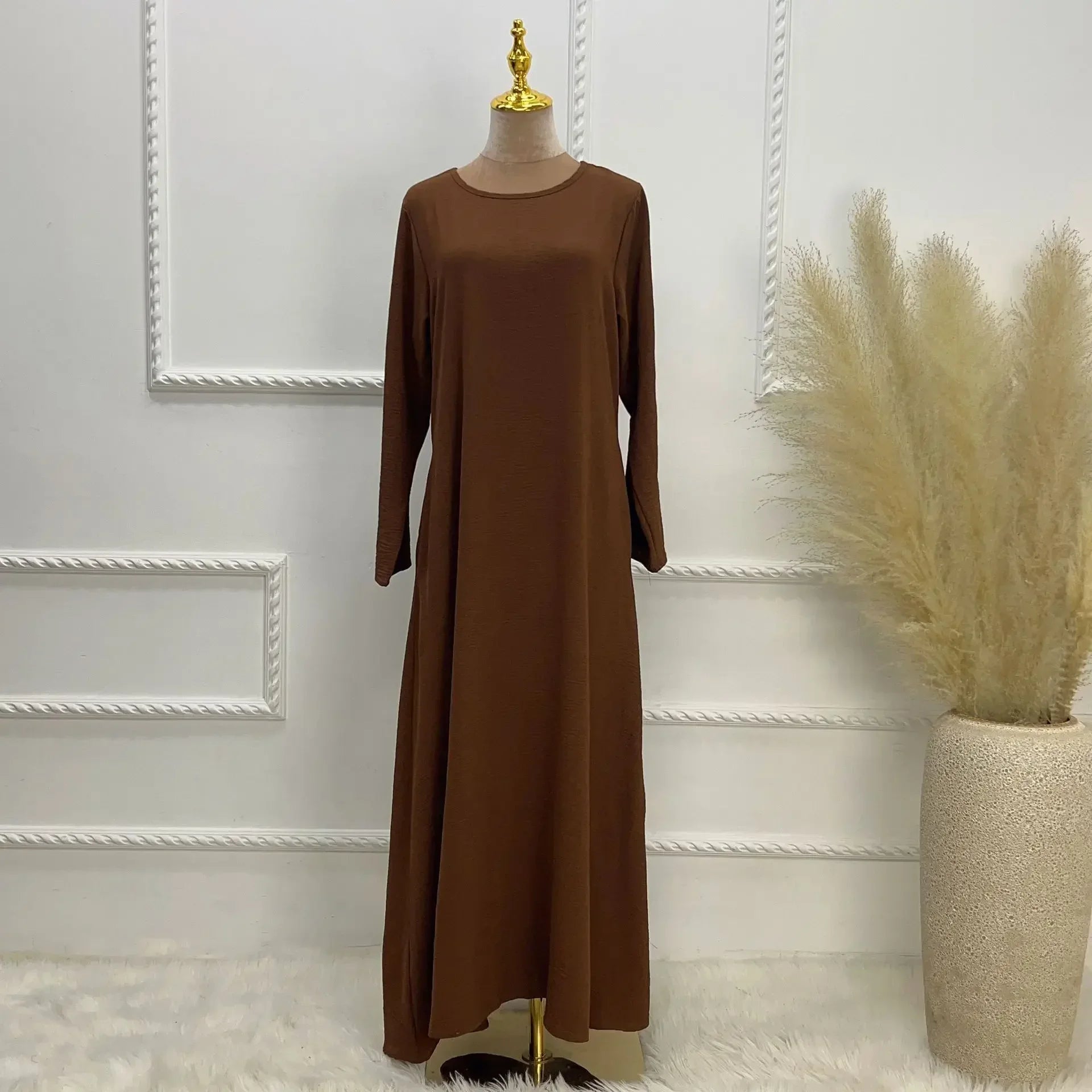 Plain Crepe Abaya for Women Long Muslim Dresses Dubai Turkey Ramadan Eid Islamic Modest Under Abayas Dress Kaftan Robe No Hijab