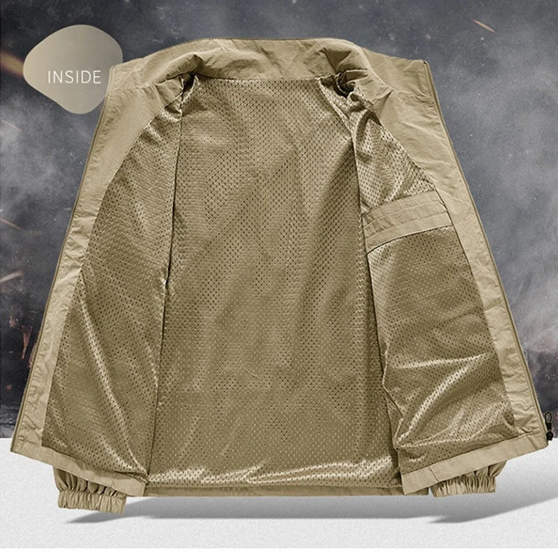 Autumn Breathable New Men's Jackets Outdoor Sports Loose Korean Casual Coat Man Stand Up Collar Classic Solid Color Windbreaker