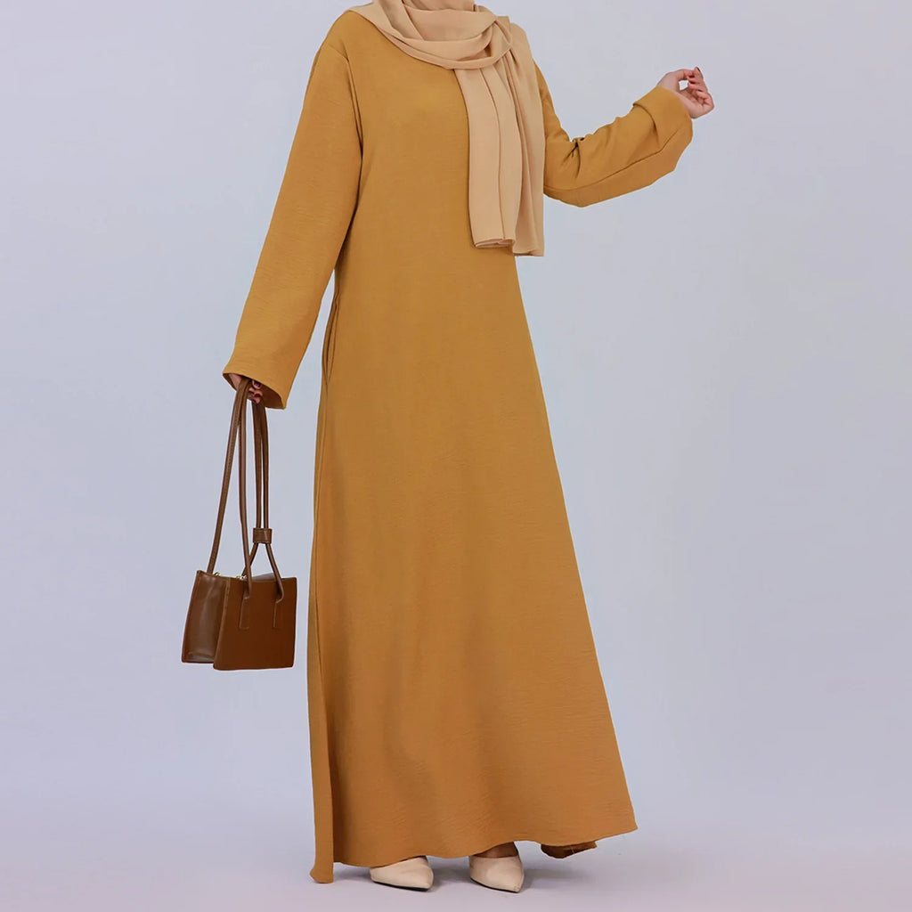 Plain Crepe Abaya for Women Long Muslim Dresses Dubai Turkey Ramadan Eid Islamic Modest Under Abayas Dress Kaftan Robe No Hijab