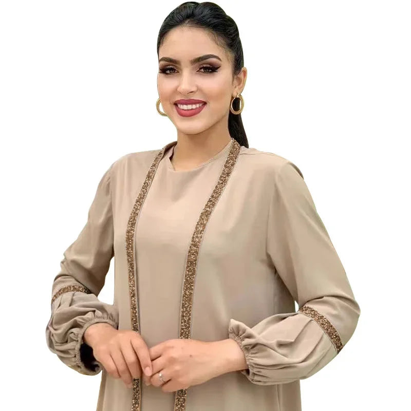 Eid Abaya Dubai Modest Turkey Muslim Long Dress for Women Arabic Sequin Islamic Dresses Evening Party Gown Moroccan Kaftan Robe