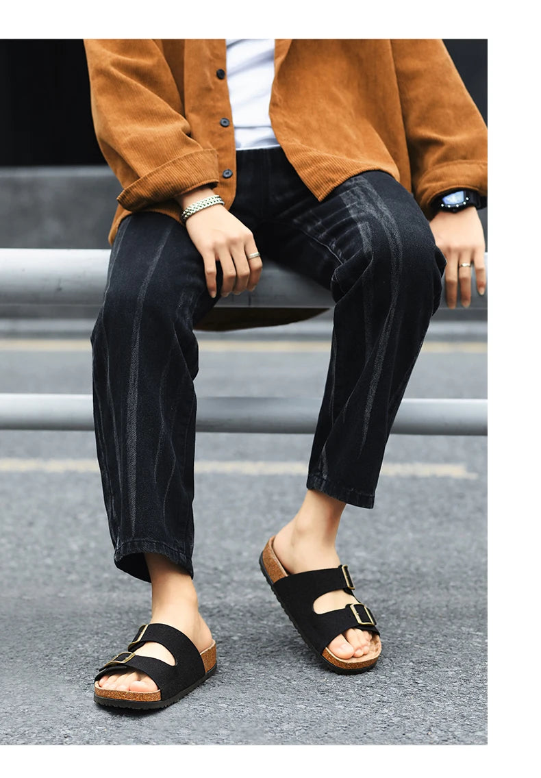 Man's Leather Sandal for Men Beach Sandals Men 2024 Designer Men's Shoes Men's Comfortable Slipper Original Brands Shoes Summer