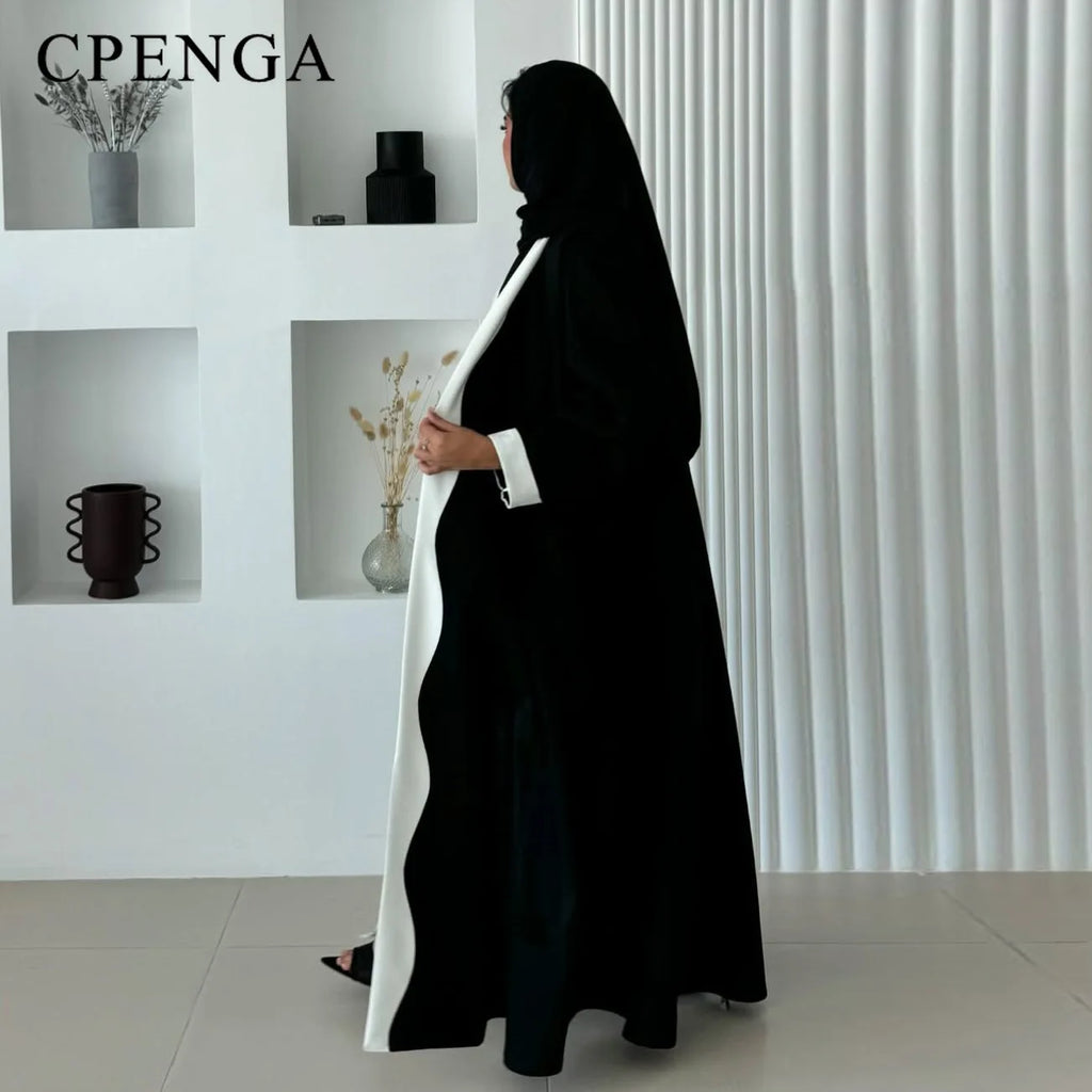 2025 Arabic Women Modest Muslim Cardigan Elegant Dubai Black Abaya Dress Islam Middle East Party Outfits New Turkey Kaftan Robe