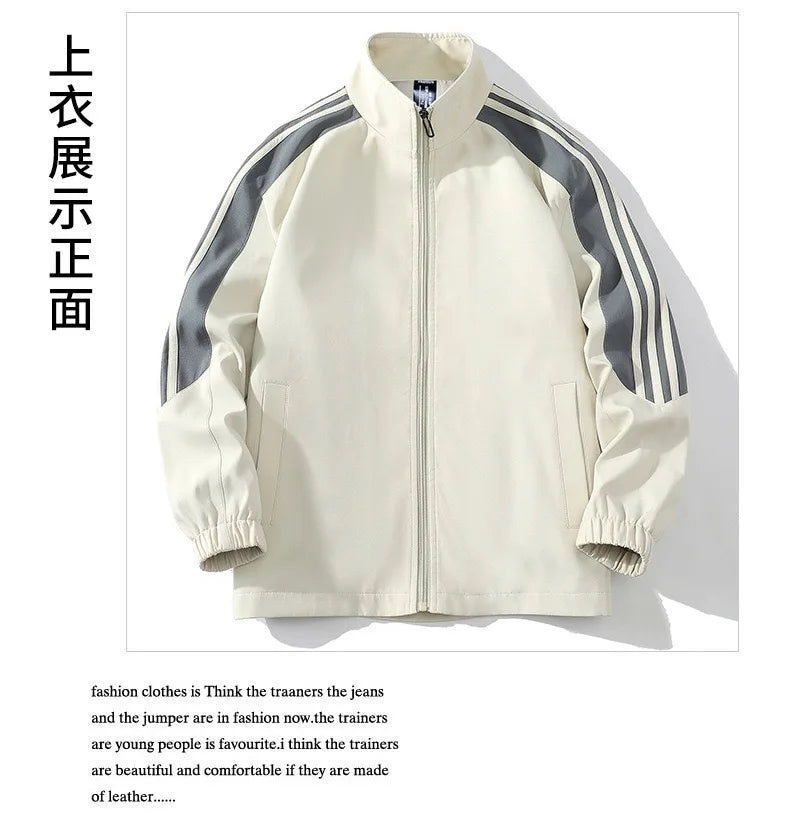 Autumn and Spring New Fashion Trend Outdoor Sports Jacket Set Men's Casual Loose Sports Plus Size High Quality Two-piece Set