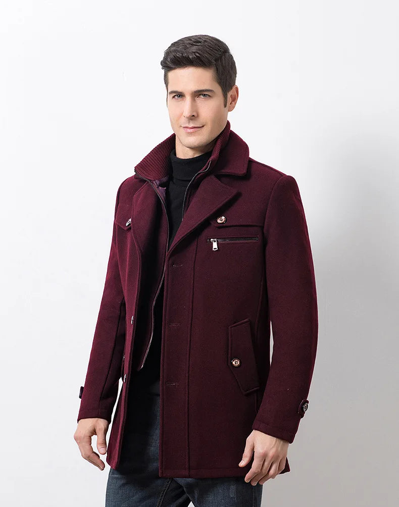 Winter Men's Jacket Oversized Wool Overcoat Solid Warm Pea Coats Thicken Casual Woolen Coat Men Clothing Parka A3F1303