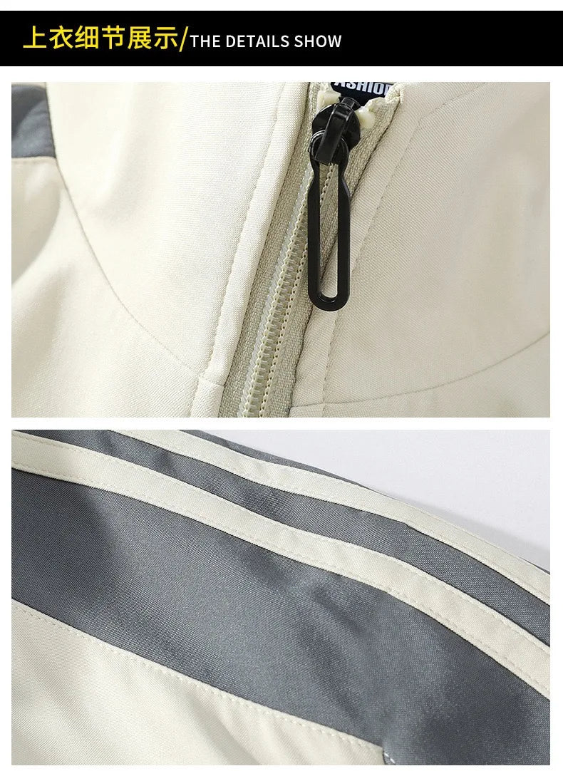 Autumn and Spring New Fashion Trend Outdoor Sports Jacket Set Men's Casual Loose Sports Plus Size High Quality Two-piece Set