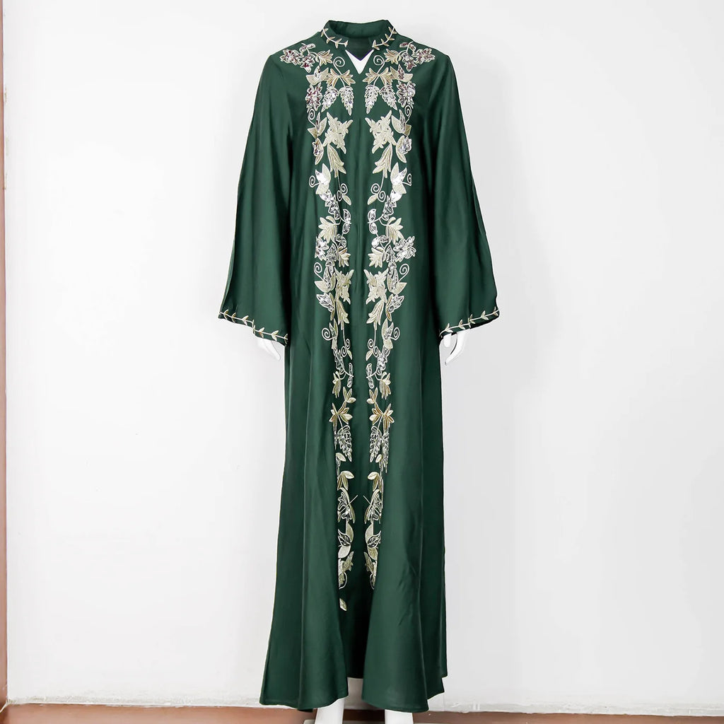 Abaya Dubai Turkey Maxi Islamic Embroidery Robe Ramadan Eid Muslim Party Dresses for Women Arab Caftan Morocco Femme Musulman