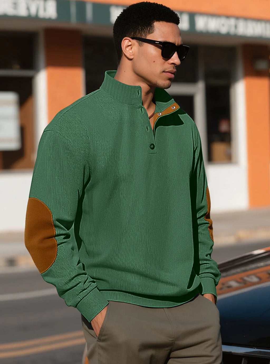 Men's outdoor casual, warm and fashionable sportswear, casual stand-up collar pullover, street top, autumn and winter outfits