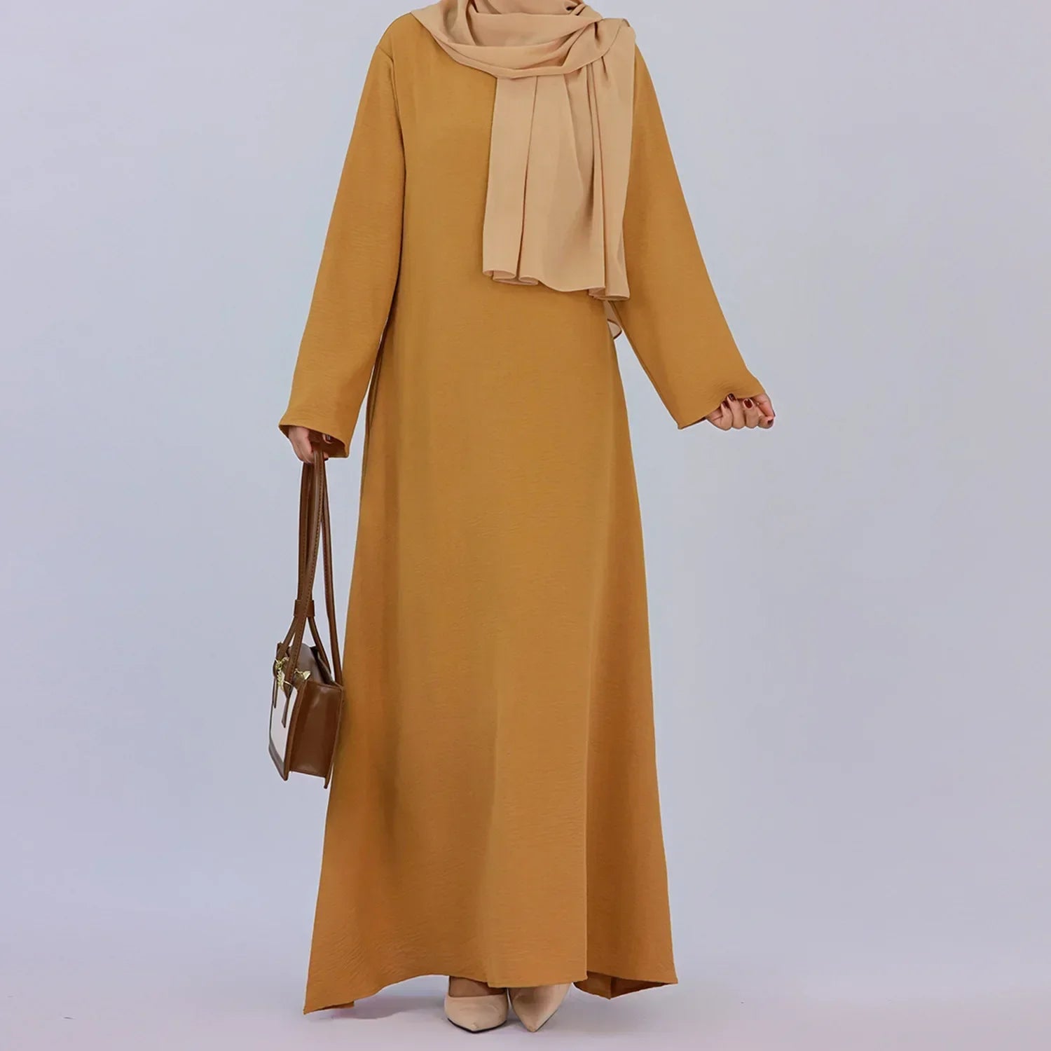 Plain Crepe Abaya for Women Long Muslim Dresses Dubai Turkey Ramadan Eid Islamic Modest Under Abayas Dress Kaftan Robe No Hijab