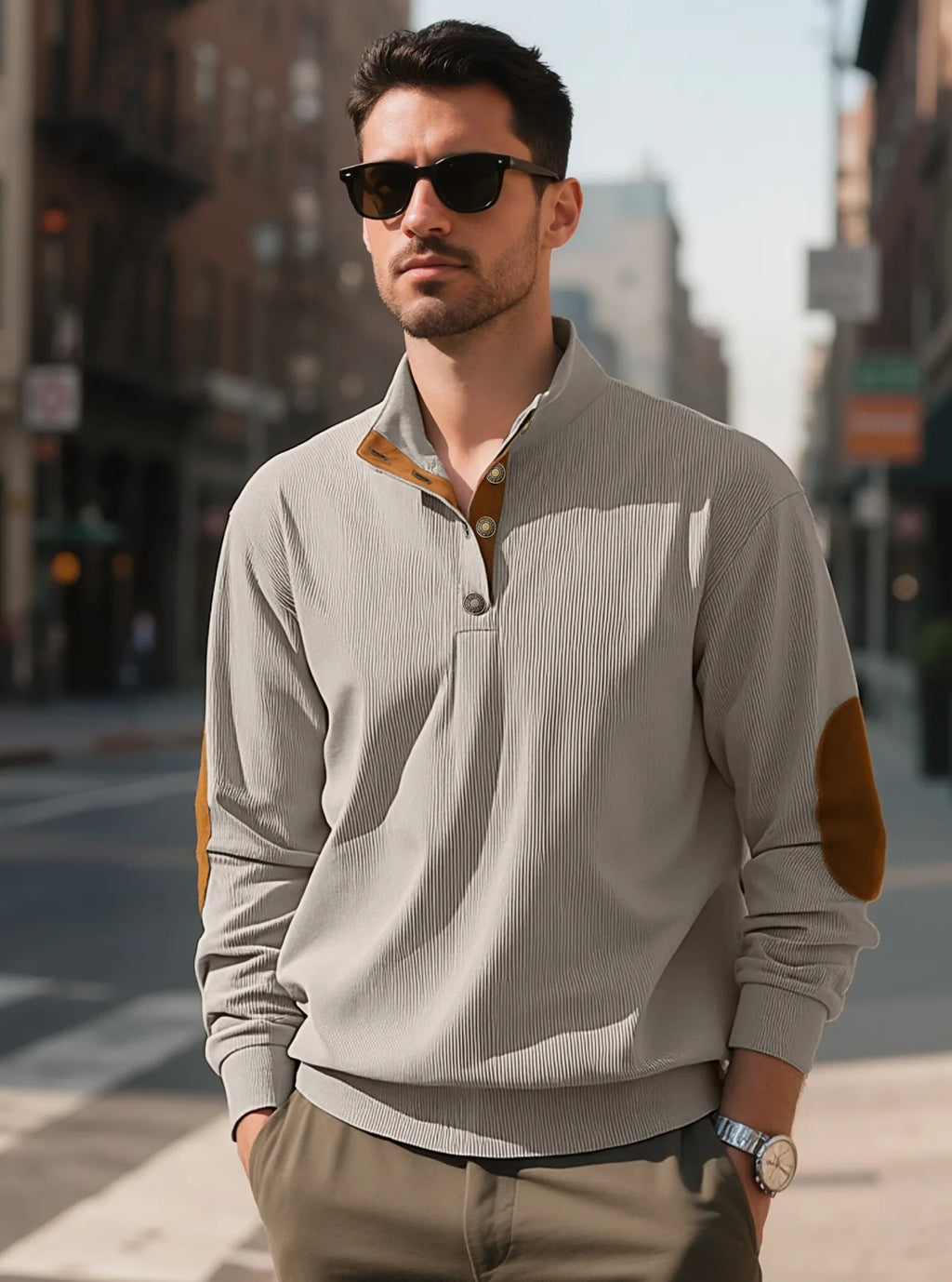 Men's outdoor casual, warm and fashionable sportswear, casual stand-up collar pullover, street top, autumn and winter outfits