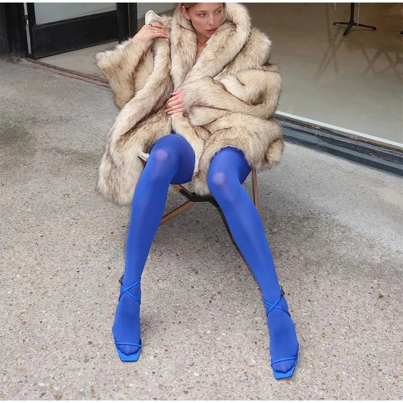 Winter Women Luxury Faux Fur Coats Fashion Long Sleeve Lapel High Street Oversize Jackets Chic New Thick Warm Ladies Outerwears