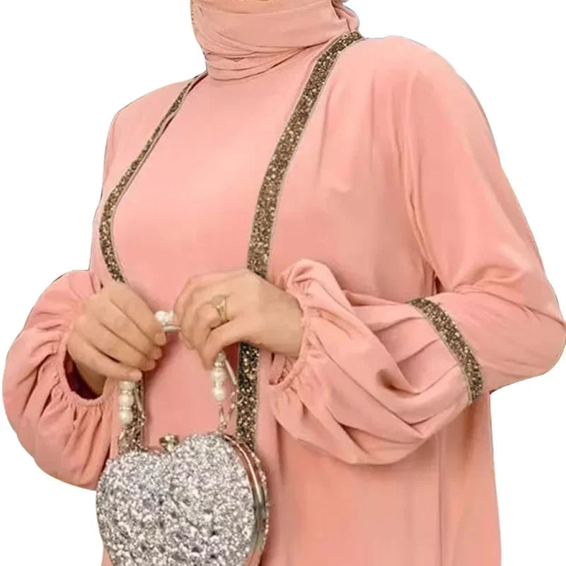 Eid Abaya Dubai Modest Turkey Muslim Long Dress for Women Arabic Sequin Islamic Dresses Evening Party Gown Moroccan Kaftan Robe