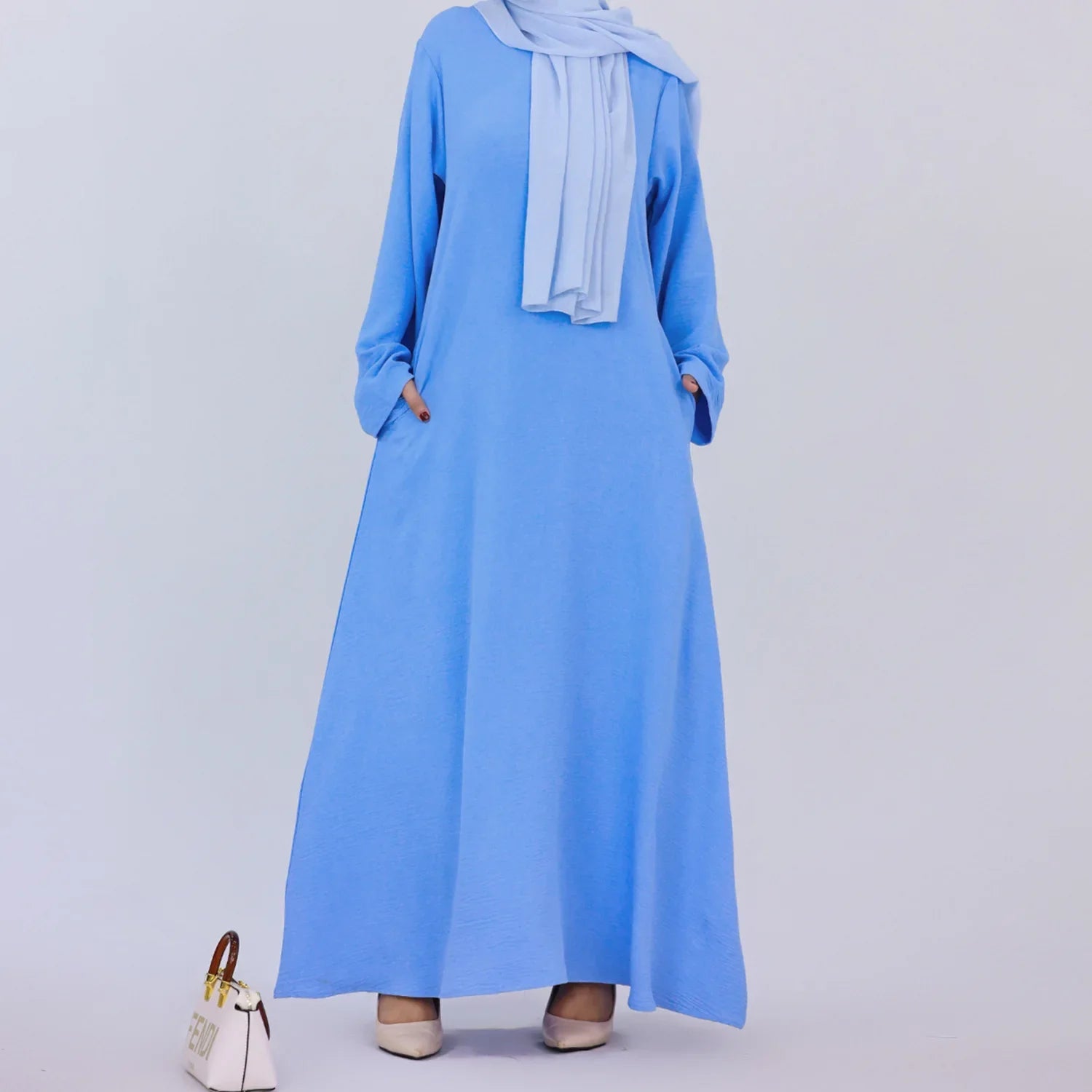Plain Crepe Abaya for Women Long Muslim Dresses Dubai Turkey Ramadan Eid Islamic Modest Under Abayas Dress Kaftan Robe No Hijab