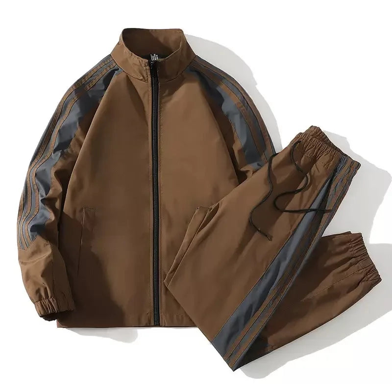 Autumn and Spring New Fashion Trend Outdoor Sports Jacket Set Men's Casual Loose Sports Plus Size High Quality Two-piece Set